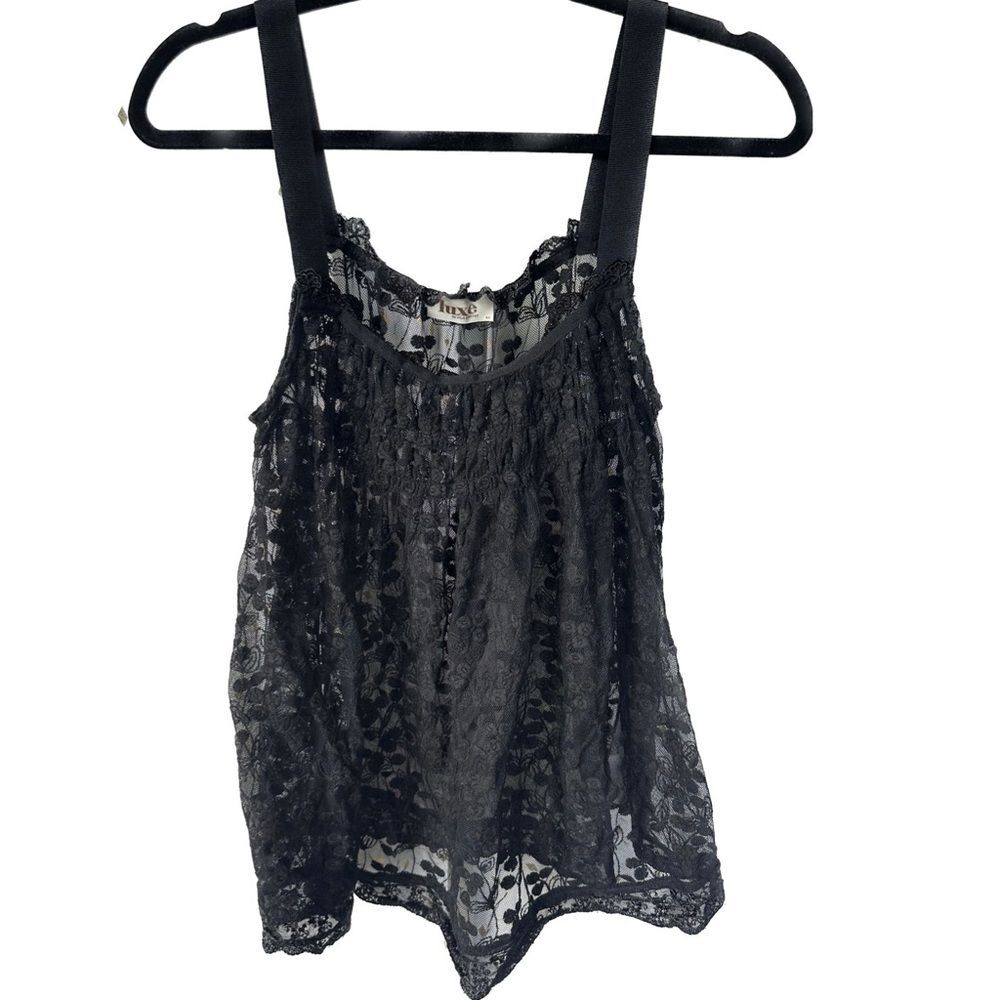 Luxe By Vila Clothes Smocked Embroidered Nova Lace Designer Top Goth Vibes M